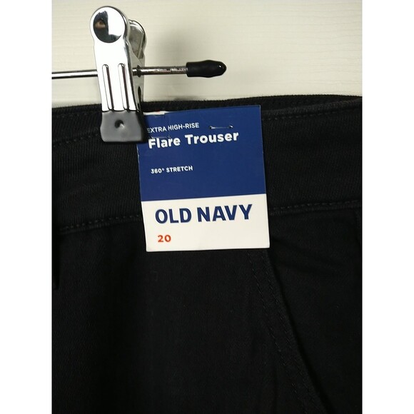 Old Navy Woman 20 Xtra High Rise Flare Trouser Black Jeans 360 Stretch NWT Norm - Picture 2 of 10